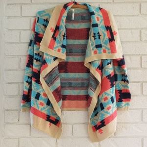 Aztec Drapey Cardigan Sweater